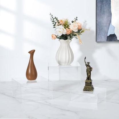 3-Pack Clear Acrylic Display Risers, Nesting Cube Boxes with Hollow Bottom - color: Clear