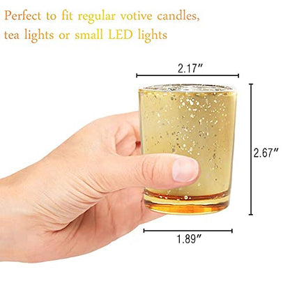 Volens Gold Party Decorations 72pcs, Mercury Glass Votive Candle Holders - color: Gold--72pcs