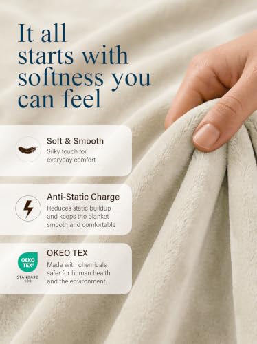 Utopia Bedding Ultra Soft Fleece Bed Blanket Throw Size Linen (50x60 Inch) - color: Linen, size: Throw (50x60 Inch)
