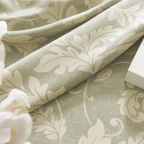 jinchan Green Floral Curtains 84 Inch Room Darkening Grommet 2 Panels - color: Sage, size: 50"W x 84"L (Pack of 2)