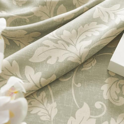 jinchan Green Floral Curtains 84 Inch Room Darkening Grommet 2 Panels - color: Sage, size: 50"W x 84"L (Pack of 2)