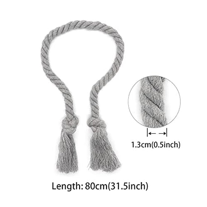 6 Pack Curtain Ties Rope, Outdoor Curtain Tiebacks, Natural Cotton Curtain Holders, Village Rustic Farmhouse Curtain Holdbacks, Nautical Curtain TieBacks for Patio Pergola Drapes, Grey - color: Grey Rope 6 Pack