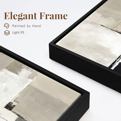 SAFERRYHOME Neutral Abstract Beige,Gray and Black Wall Art Set of 2,16"x24" - color: Neutral, size: 16" x 24" x 2 Panel Framed