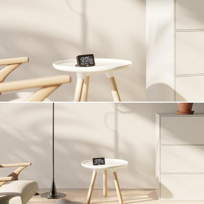 Braun Digital Alarm Clock with Date, Month and Temperature Displayed, Negative LCD Display, Quick Set, Crescendo Beep Alarm in White, Model BC10W. - color: White