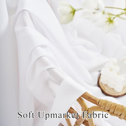 NICETOWN Non-See-Through White Sheer Curtains, W52xL84, 2 Panels - color: White, size: 52"W x 84"L (Pack of 2)