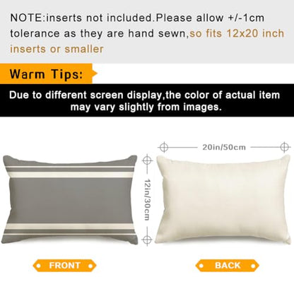 Outdoor Pillows Covers 12x20 Waterproof,Grey and Beige Set of 4(No Insert) - color: Grey and Beige, size: 20" x 12" (Pack of 4)