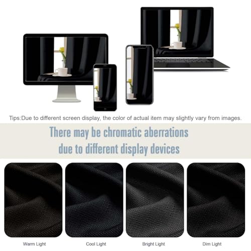Black Window Curtains for Bedroom 54 Inch Length 2 Panels Set - color: Black, size: 40"W x 54"L (Pack of 2)