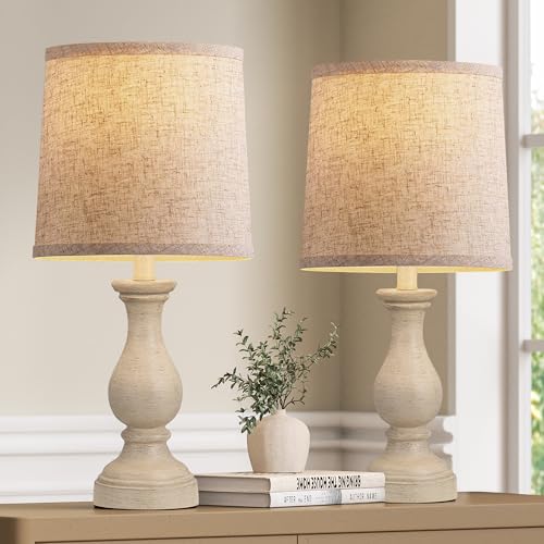 22" Farmhouse Table Lamps Set of 2, Rustic Bedside Lamps for Bedroom - color: H. Antique Yellow