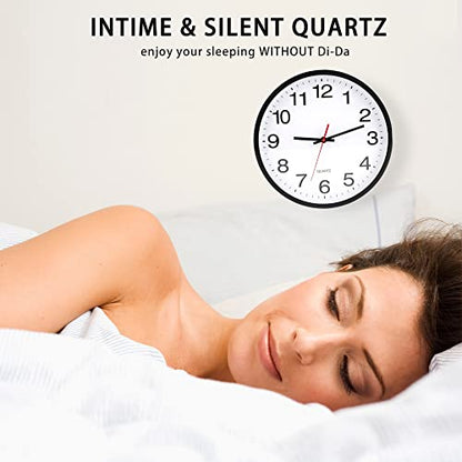 12 In Wall Clock,Analog,Silent Non Ticking,Battery Operated,Easy Read,Large - color: Black/White 12, size: 12"