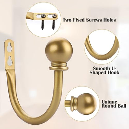 Sumnacon Curtain Holdbacks 4 Pcs Wall Mounted Curtain Tiebacks, Gold - color: Gold