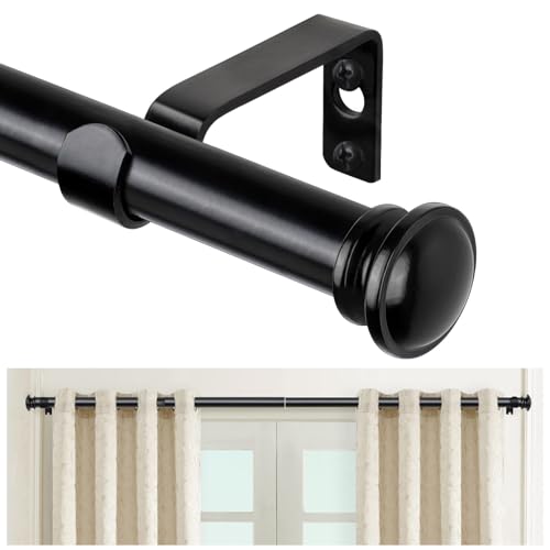TONIAL Curtain Rods for Windows, 32 to 144 Inch, Black, Single Drapery Rod - color: Black, size: 32-144"
