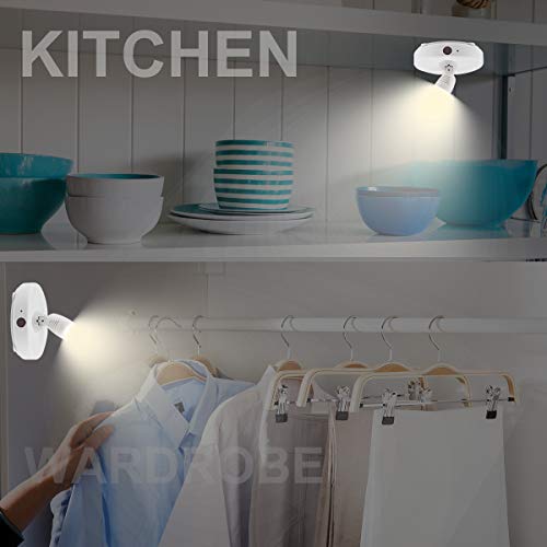 LUXSWAY Wirelss LED Spotlights Battery Art Lights with 2Remote Dimmable Accent Lights Display Picture Lights with Rotatable Head Stick On Wall Lights for Poster Dartboard Artwork-2Pack - color: White-2Pack