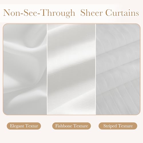 NICETOWN White Sheer Curtains 63 inches Long Privacy Non See Through Drape - color: White, size: 37"W x 63"L (Pack of 2)