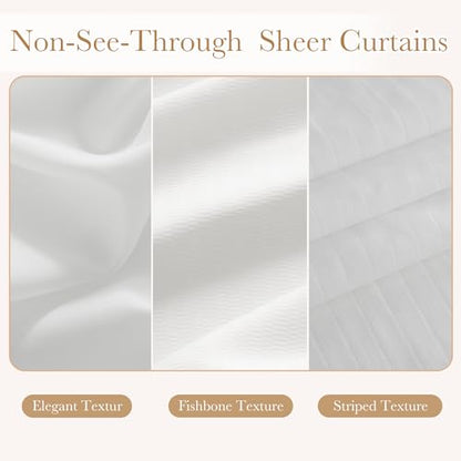 NICETOWN White Sheer Curtains 63 inches Long Privacy Non See Through Drape - color: White, size: 37"W x 63"L (Pack of 2)