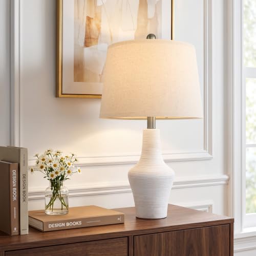 23" Farmhouse Ceramic Table Lamp Modern Bedside Lamps Off-White - color: 23.25" Single - Off-White