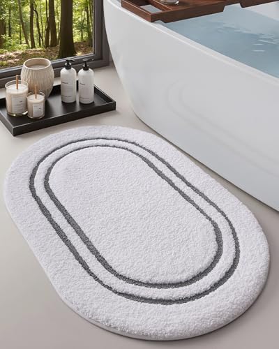 DEXI Oval Bath Mats for Bathroom Non Slip, 36x24 Bath Mat, Dark Grey - color: Dark Grey, size: 36" X 24" (Oval)