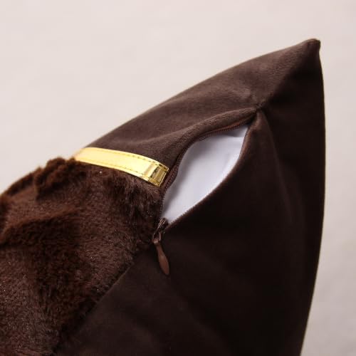 Luxury Patchwork Tufted Throw Pillow Cover 18x18 Inch Set of 2 - color: Dark Brown, size: 18" x 18" (Pack of 2)