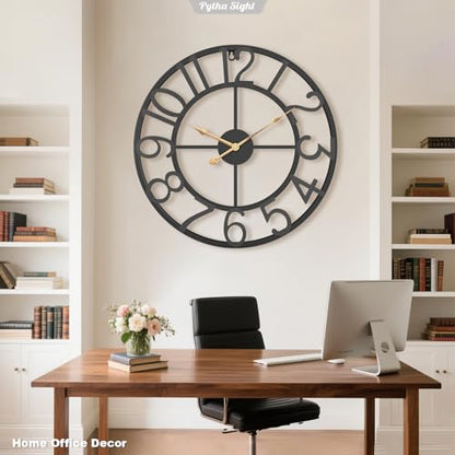Pytha Sight 18 Inch Black Arabic Numerals Large Wall Clocks for Living Room - color: Black Arabic, size: 18 Inch