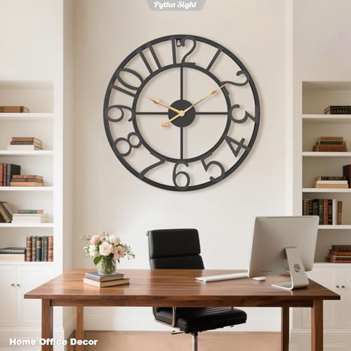 Pytha Sight 30 Inch Black Large Arabic Numeral Wall Clocks for Living Room - color: Black Arabic, size: 30 Inch
