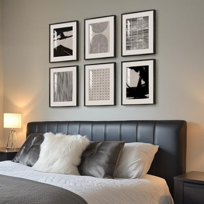 Framed Boho Black and White Abstract Wall Art for Living Room, 11x14 Inch - color: Black White Abstract