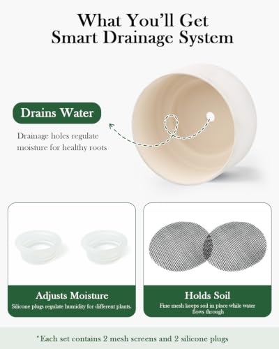 Succulent Pots, 8"+6" Plant Pots, Ceramic Planters for Indoor Plants - color: White