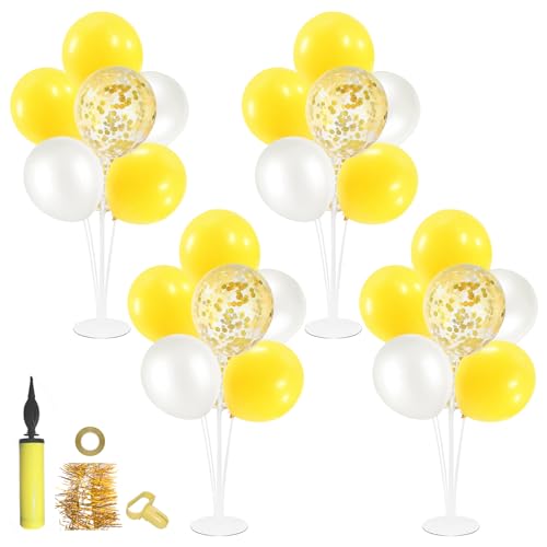 ZJDHPTY 4Set Yellow and White Balloon Stand Table Centerpiece Party Decor - color: Yellow White 4