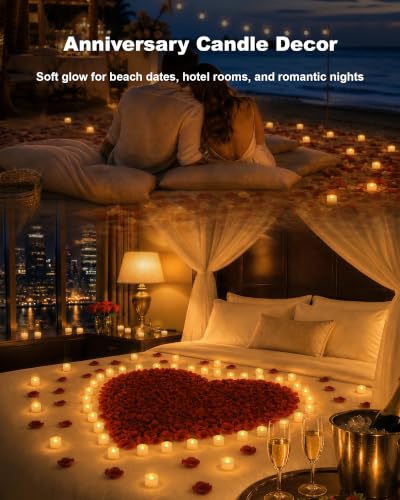 Homemory 50-Pack Flameless Tea Lights Candles Battery Operated, 200+ Hours - color: Warm White Glow – White Body, size: Pack of 50
