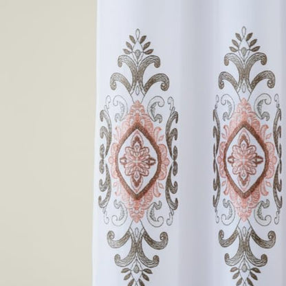 J&V TEXTILES Embroidered Curtain Set, 2 Panel Drapes with Backing & Valance, Medallion Pattern (Blush) - color: Blush