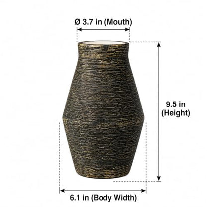 Black Ceramic Flower Vase, 10 Inch - color: Black and Gold, size: 10 inch
