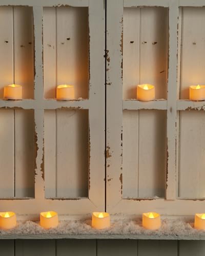 Homemory 12-Pack Flameless Tea Lights Candles Battery Operated, 200+ Hours - color: Bright Amber Glow – White Body, size: Pack of 12