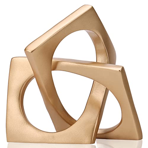 Modern Geometric Sculpture Gold Knot Statue Decor, Home Gold Bookcase Centerpiece jax Decorative, Geometric Tabletop Sculpture and Figurines, For Golden Home Decor Accent, Cube Decorative Ornaments - color: A