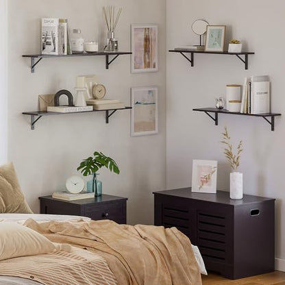 DINZI LVJ Wall Shelves, 23.6" Long Floating Shelves with Metal Brackets - color: Espresso, size: 23.6 Inch
