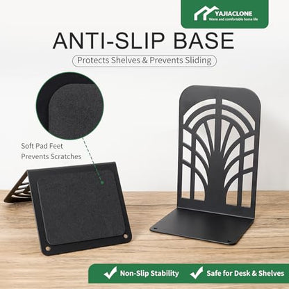 Heavy Duty Metal Bookends for Heavy Books, Non Slip Set of 2