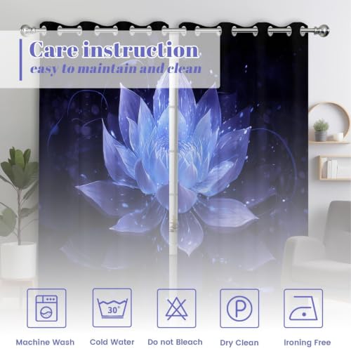 Black Navy Blue Blackout Curtains, Lotus Drapes 84 inches length, 2 Panels - color: Black and Blue, size: 52"W x 84"L (Pack of 2)