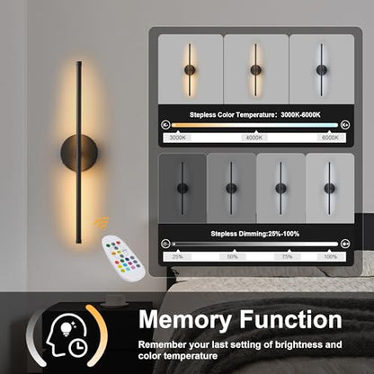 KARTOOSH Battery Operated Wall Sconces Set of Two Wireless Wall Lights - color: Black (RGB Colors), size: 20.4 Inches