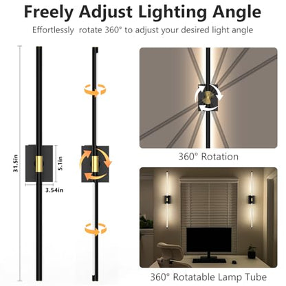Eneru Battery Operated Wall Sconce, Rechargeable Wireless Light 1 Pack 4CCT - color: Black, size: 1 Pack