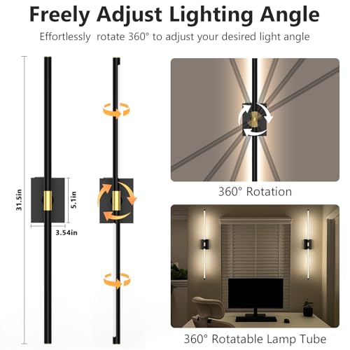 Eneru Battery Operated Wall Sconce, Rechargeable Wireless Light 1 Pack 4CCT - color: Black, size: 1 Pack