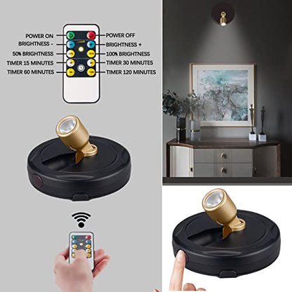 Battery Operated LED Spotlight, Indoor Picture Plant Spot Lights - color: Gold
