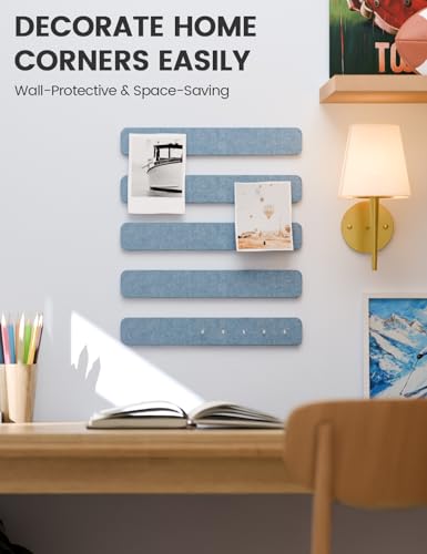 Fluxynara 13" x 2" Felt Wall Panels, Coastal Mist - color: Coastal Mist, size: 5-pack