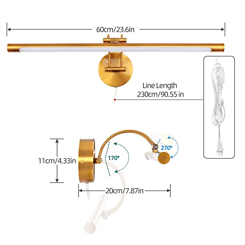 MantoLite 24'' Picture Lights for Wall,Vanity Lights for Bathroom - size: 24inch no-dimmable