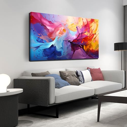 GUGIKA Abstract Wall Art for Living Room, Colorful Canvas Wall Decor for Bedroom, Picture Print, Size 48x24 Inches - color: ABSTRACT-16, size: 48"L x 24"W