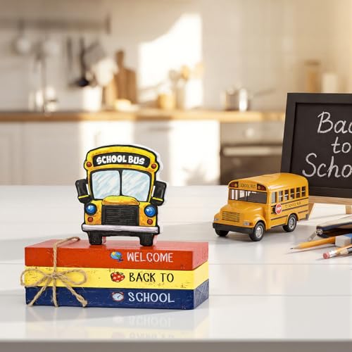 Smile Back to School Wooden Table Decor Apple, Math, Science, History Desktop Signs Classroom & Home Office Tabletop Decorations Gift for Students, Teachers - style: Apple