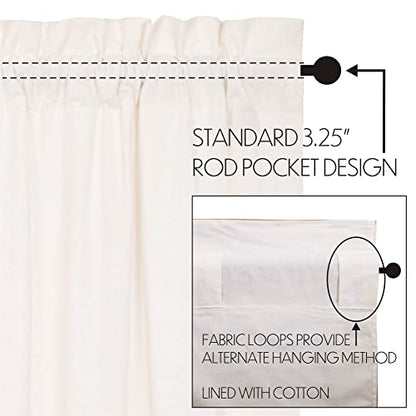 Simple Life Flax Antique White Farmhouse 16"x72" Valance Rod Pocket Cotton Linen Blend Solid Color Hanging Loops Kitchen Window Curtains - color: Light Creme, size: 16"W x 72"L (Pack of 1)