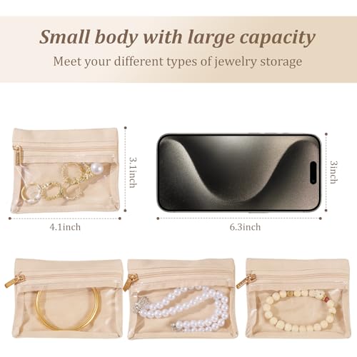 20 Pcs Portable Velvet Jewelry Pouch with Zipper, Clear - color: A.20 PCS