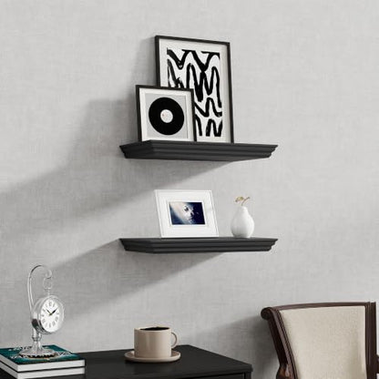 Fun Memories Floating Shelves, Black, 16 Inch Long, 9.3 Inch Deep, 2 Pack - color: Black, size: 16", Set of 2