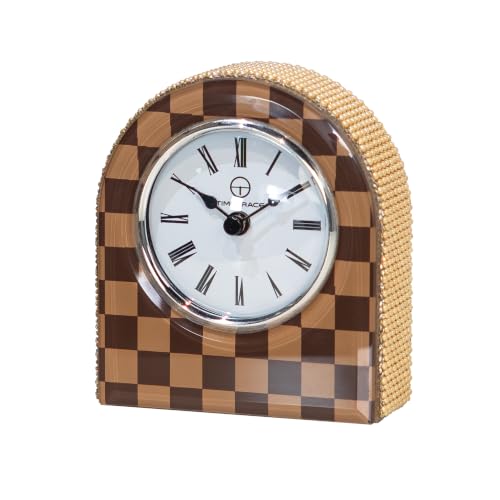 Mini Arched Checkerboard Glass Clock - color: Mocha