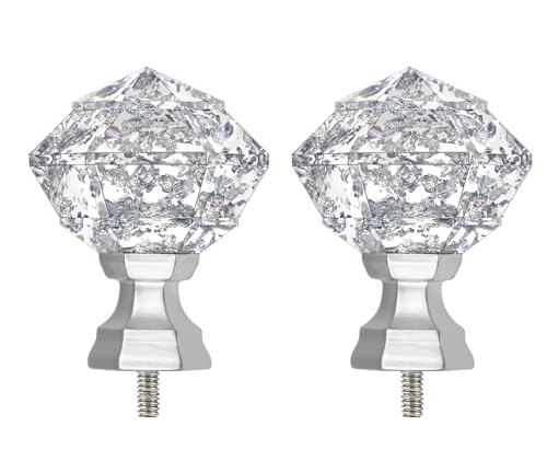 TONIAL Silver Translucent Replacement Finials for 3/4 Inch Curtain Rod - color: Silver