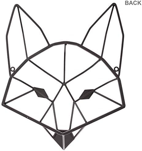 Everydecor Brown Geometric Fox Head Metal Wall Art Decor for Home Office Kitchen Living Room Bedroom Farmhouse Indoor and Outdoor Fox Sign Decoration