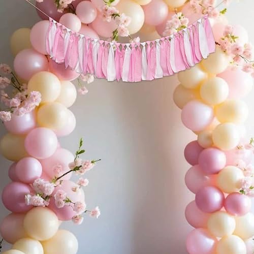 Pink and White Gingham Banner/Garland - color: Pink