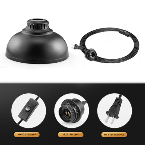 Plug in Pendant Light, 15FT Hanging Lights with Plug in Cord, On/Off Switch - color: Big black